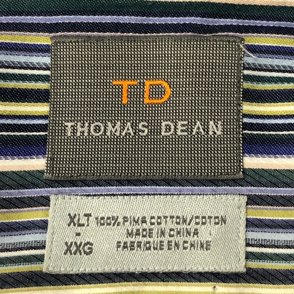 Thomas Dean TD Striped Button Up Shirt Blue XLT - Picture 3 of 8